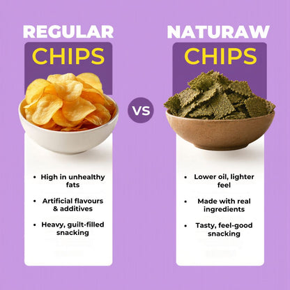 Low oil natural chips compared to unhealthy regular chips snack